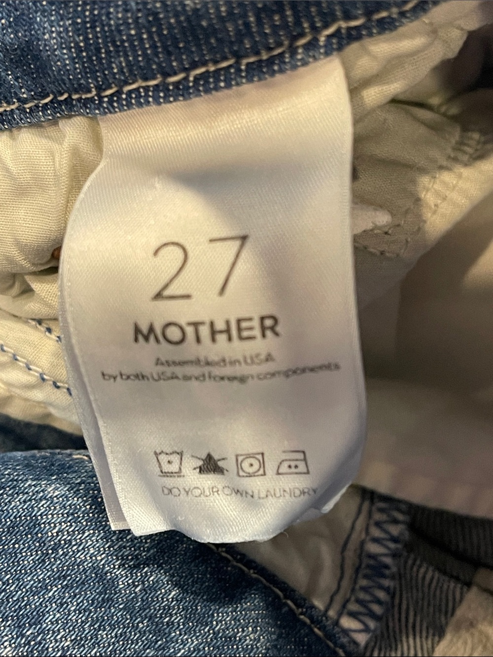 MOTHER Distressed Blue Denim Jean Shorts | Size 27 Rainbow Learning to Hula Wash - Picture 6 of 13